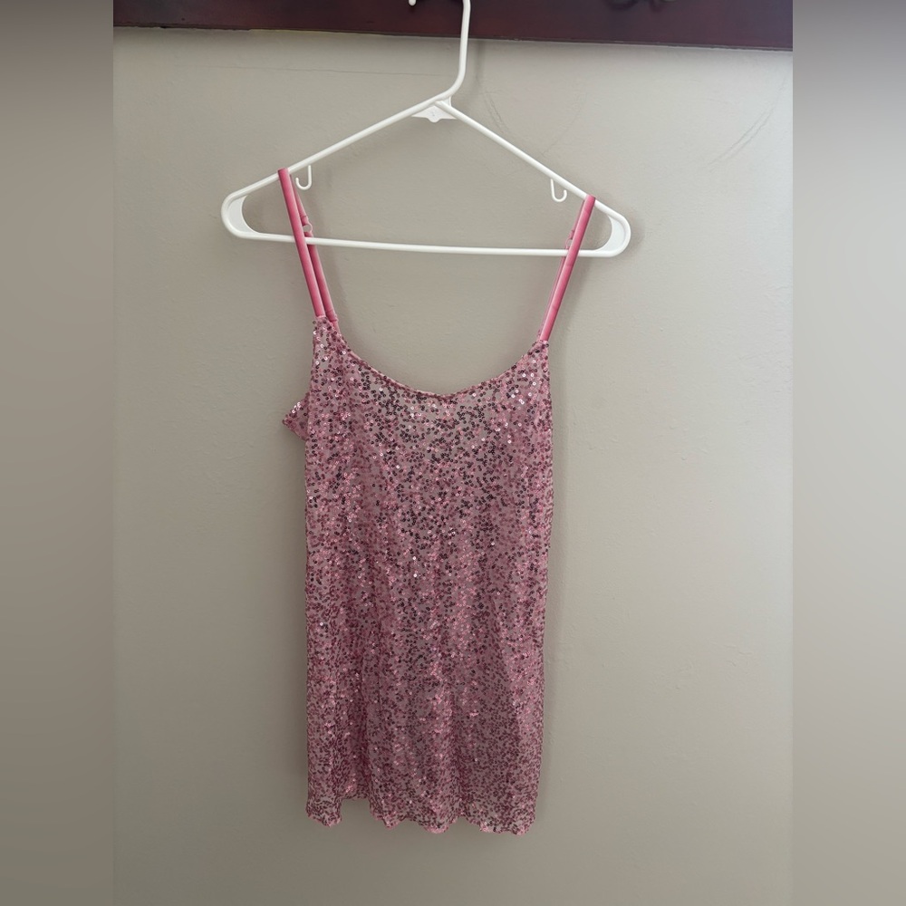 Free people Pink Sequin Slip Dress L
